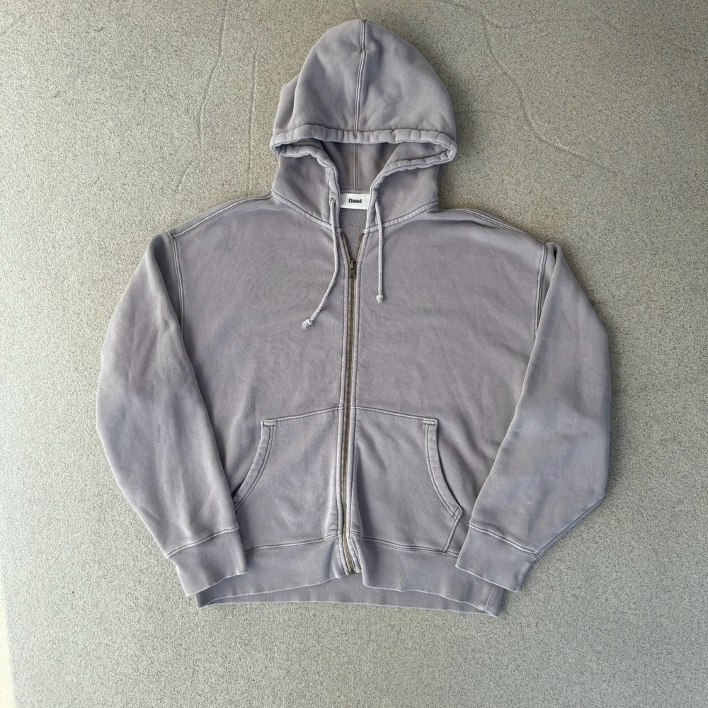 Elwood Core Full Zip Mens Hoodie - Lavender Boxy Cropped Heavyweight